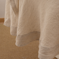 Nappe ronde naturelle en lin 100% lin, housse de marque premium, tissu lavable, élégance, mariages, banquet, moderne et élégant