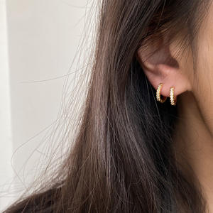 Grandes soldes Vente en gros Mode Boucles d'oreilles créoles en acier inoxydable plaqué or 18 carats avec zircon de luxe pour femmes - Product Image 4