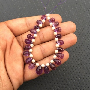 Impressionnant qualité 1 brin naturel rose améthyste pierre précieuse à facettes forme de larme perles Briolette février pierre de naissance - Product Image 6
