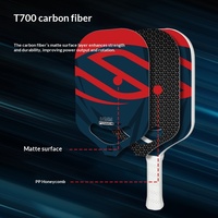 Raquette de pickleball en fibre de carbone texturée T700, noyau en nid d'abeille PP, raquette de pickleball à haute rotation pour les joueurs de pickleball avancés