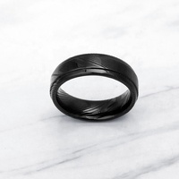 Bague TIZTI 7 mm étanche, tendance, plaquée noire, dôme, pour homme, alliance en acier Damas à grain de bois
