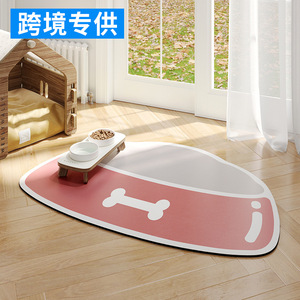 Tapis d'alimentation pour animaux de compagnie, ovale, imperméable, antidérapant, pour gamelle de chien ou de chat, en terre de diatomée, tailles S, M, L, motif dessin animé - Product Image 1