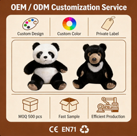 Peluche Panda et Ours Noir, Jouet Animal Mignon, Poupée Douce, Compagnon pour Câliner, Jouet Sûr pour Enfants