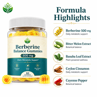 Bonbons gommeux liposomaux végétaliens ODM OEM à la berbérine, au melon amer et à la feuille de cannelle pour améliorer l'immunité – Complément bien-être naturel personnalisé