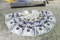 En Stock 100 cent dollars Bill Logo Jacquard tapis d'argent 10mm d'épaisseur fabriqué à la machine