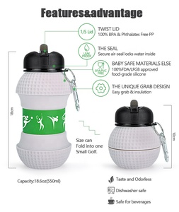 Bouteille d'eau pliable en silicone écologique pour enfants, style sport, avec couvercle, pour la consommation directe, idéale pour les voyages et les boissons - Product Image 5