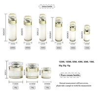 Flacons pompe airless et pots cosmétiques vides en acrylique doré de 15 ml à 120 ml et de 10 g à 50 g pour shampoing, soins de la peau, sérum et masque facial