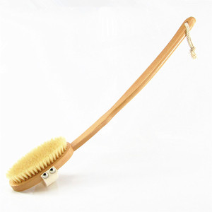 Brosse de bain moderne en bois de hêtre à manche incurvé extra long, plateau amovible, manche à brancher, poils de crin de cheval <span class=keywords><strong>pour</strong></span> le soin du corps - En stock - Product Image 3