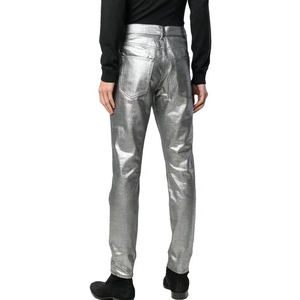 Jeans Casual da Uomo LEDUO Personalizzati in Argento, Vita Media, Gamba Dritta, Vestibilità Regolare, Pantaloni in Denim, Servizio OEM - Product Image 4
