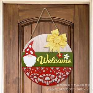 Wooden Welcome Sign Circular <b>Spring</b> Mushroom Hanging Decoration Home Decor <b>Door</b> Wall Art Easter Gift - Product Image 3