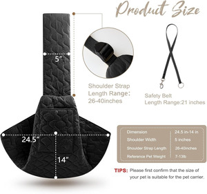 Free sample New Arrival Solid Pet Carrier Black Oxford Fiber <b>Sling</b> <b>Dog</b> Travel Bag with Zipper Closure Sustainable S M L Sizes - Product Image 6