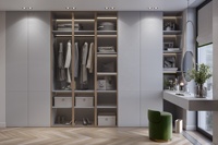 Armoire de rangement pour meubles de chambre à coucher moderne personnalisée, armoire de rangement pour vêtements en forme de L, armoires pour hommes en contreplaqué à portes coulissantes