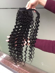 Prêle 10 -30 pouces naturel brésilien bouclés cheveux humains envelopper autour <span class=keywords><strong>de</strong></span> queues <span class=keywords><strong>de</strong></span> <span class=keywords><strong>cheval</strong></span> cordon pince griffe cheveux <span class=keywords><strong>queue</strong></span> <span class=keywords><strong>de</strong></span> <span class=keywords><strong>cheval</strong></span> Extensions - Product Image 2