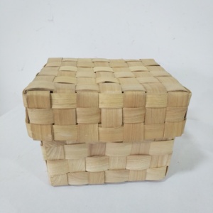 Home decor wood chip woven Storage Baskets Box Laundry Cloth Wholesale Rattan Wicker Basket Sundries Handmade Weave With Lid