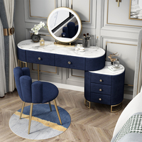 Ensemble coiffeuse et chaise en bois avec miroir, design luxueux, style simple, plateau en marbre blanc couleur personnalisée