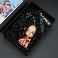 Ensemble de porte-clés One Piece Luffy, figurine chibi 3D, porte-clés anime, sangle tressée, boîte cadeau, objet de collection, cadeau de super-héros pour les fans