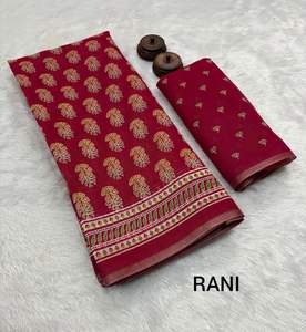 Modern Designer Soft <b>Linen</b> Saree with Zari Weaving Border and Beautiful Digital Print for Parties - Product Image 6