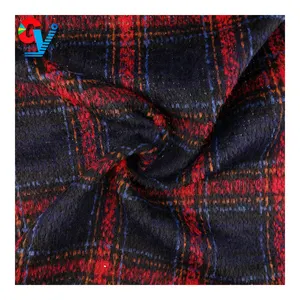 tartan woolen fabric for women coat wool blend plaid fabric