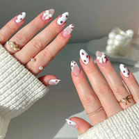 Faux ongles à presser motif carré, application sur les doigts avec colle, matériau ABS, 24 pièces, autocollants pour nail art