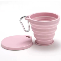 Gobelet pliable en silicone léger, portable, pour voyage, avec couvercle, design moderne avec boucle pour fixation sur sac à dos