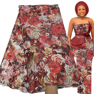 Bestway Africain Mariée Coloré <span class=keywords><strong>Rose</strong></span> Paillettes Broderie Français Tulle Dentelle Tissu - Product Image 5