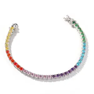 Mix Color Micro-embutidos Zircon Pulseira De Tênis para As Mulheres 2024 New Rainbow Bracelet Homme Jóias Acessórios Atacado