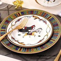 Service de table en porcelaine fine de luxe, assiettes en céramique écologiques, plats à dessert, tasse et soucoupe pour les fêtes