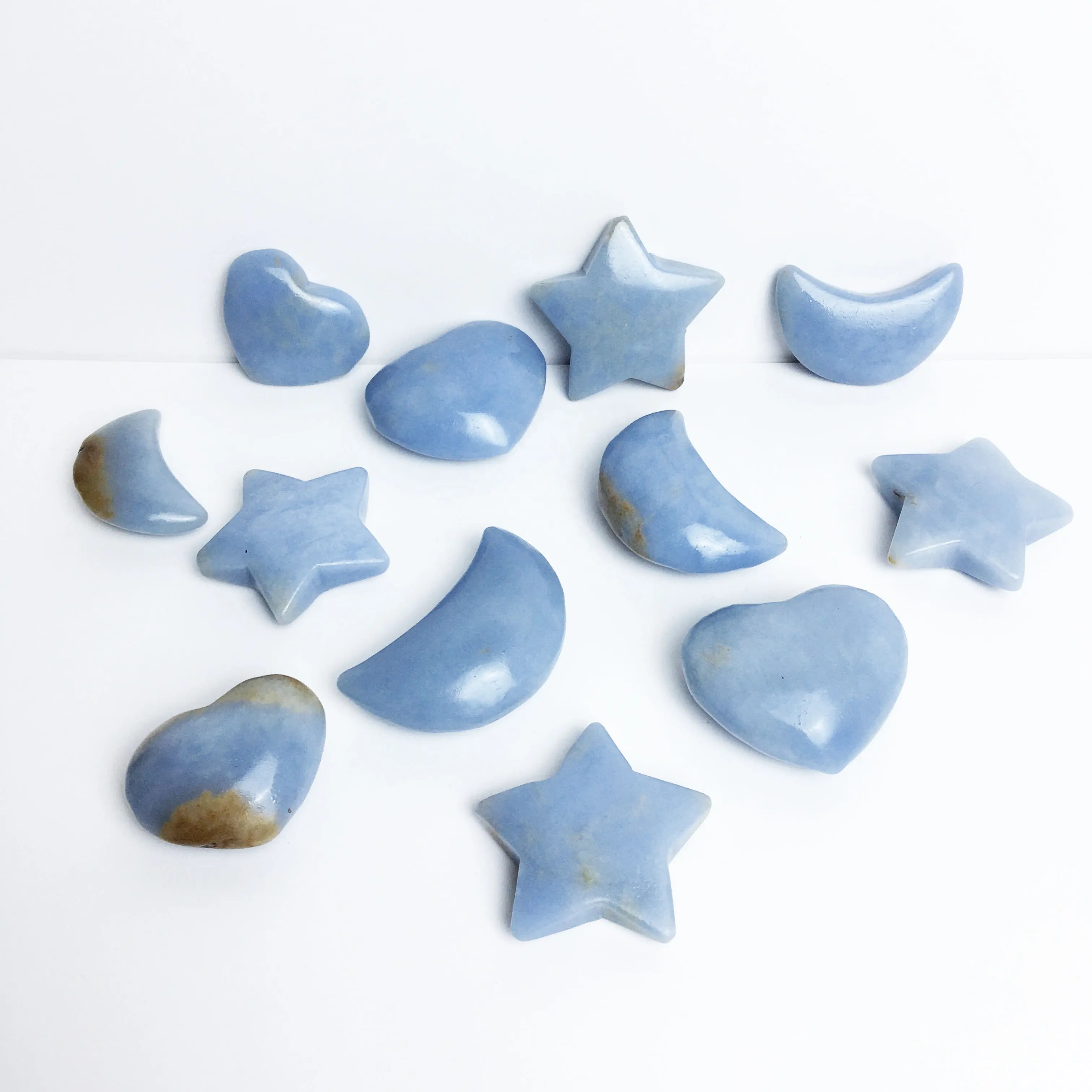 Forma di cuore della luna della stella della pietra preziosa curativa di cristallo mista naturale all'ingrosso dell'angelite blu