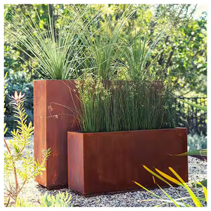 Corten Steel Round Outdoor Planter <b>Box</b>, Rustic & Modern Farmhouse Design, Large Raised Metal Garden Bed - Product Image 2