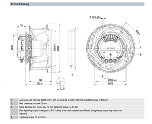 พัดลมแบบแรงเหวี่ยง EBM-PAPST รุ่น R3G400-FV72-J1 ขนาด 400 มม. สำหรับระบบระบายอากาศอุตสาหกรรม - Product Image 3