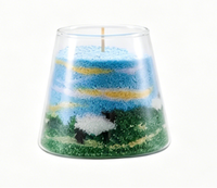 Bougie d'art sablé en verre superposé, avec cire perlée colorée, motif paysage marin coucher de soleil, faite à la main, pour décoration intérieure, cadeau, Diwali, bars, vente en gros