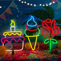 Décoration murale de fête personnalisable pour gâteau d'anniversaire et bougies, luminosité réglable, néon LED à piles, lumière néon colorée