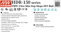 Fuente de Alimentación Conmutada de CC para Riel DIN Mean Well HDR-150-48 de 150W 48V 3.2A, 95% de Eficiencia, Entrada de 85-370V, Protección Contra Cortocircuitos