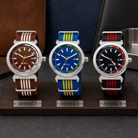 Montre-bracelet à quartz pour homme avec boîtier en acier inoxydable, bracelet en nylon, légère et décontractée