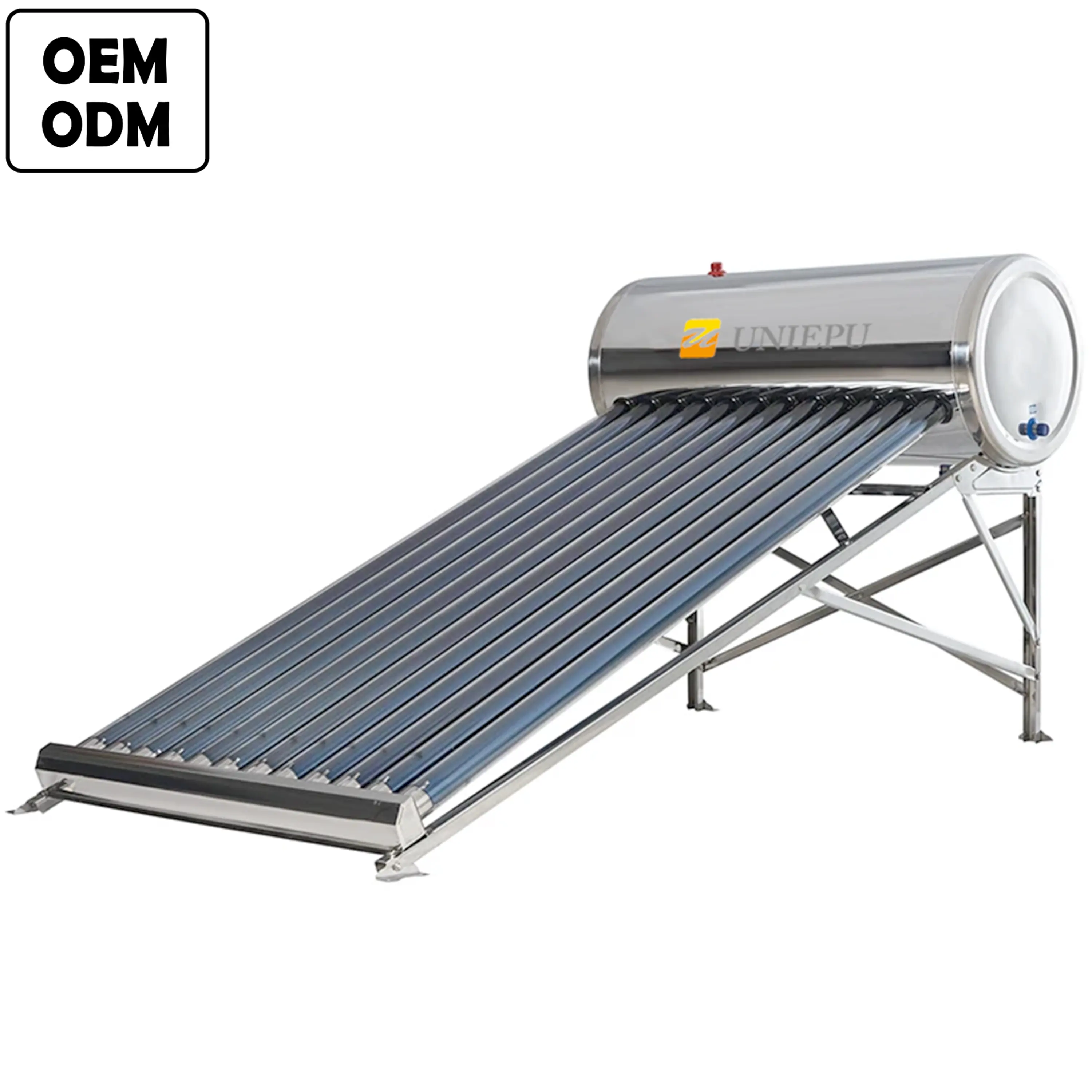 Einfach zu bedienende Pemanas-Wassererhitzer aus Edelstahl vakuumrohr Calentadores Solares de 12 Tubes ohne Druck-Solar-Wasserheizgerät