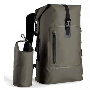 Sac à dos étanche 30L en bâche PVC 500D avec fermeture éclair imperméable pour camping, randonnée, pêche – Matériaux de doublure : polyester, nylon, toile - Product Image 1