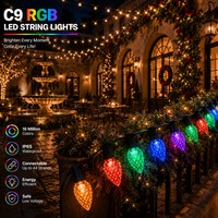 Lampu Natal Tahan Pecah IP65 Tahan Air Rgbic dengan Sinkronisasi Musik dan Kontrol Wifi untuk Pesta Teras Pernikahan 100ft