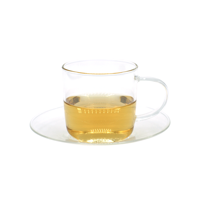 Verre à thé personnalisé en borosilicate soufflé à la main, résistant à la chaleur, transparent, réutilisable, écologique, 170 ml, pour fêtes, avec logo personnalisé