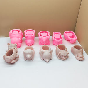 Early Riser Cute Dog Polar Bear Yeso Hormigón Florero Macetas Molde <span class=keywords><strong>de</strong></span> silicona Cajas <span class=keywords><strong>de</strong></span> almacenamiento Candelabros Molduras - Product Image 1