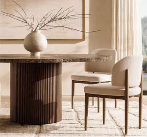 أثاث غرفة الطعام الأنيق الفاخر ، قاعدة خشبية راقية مستديرة ، داخلية - Product Image 1