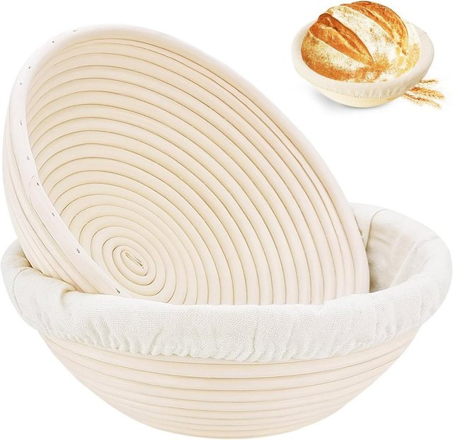 Sourdough Bread Proofing Baskets with Liner Dough Rising Rattan Bowl for Bread Making and Baking
