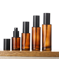 Botella de Vidrio Cosmética Color Ámbar, Botellas de Spray con Hombro Plano de 20ml 30ml 40ml 50ml 60ml 80ml 100ml 120ml, Botella para Loción