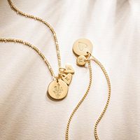Kalung piringan ibu personalisasi baja tahan karat perhiasan cinta tag Hati awal kalung cakram MAMA koin kustom cantik untuk wanita