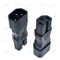 IEC 320 C14 ke C15 10A Adaptor Daya Steker Listrik PVC 3 Kutub Laki-laki ke Perempuan Konverter AC Lurus untuk PDU/UPS Server