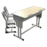 Ensemble table et chaise d'écolier professionnel deux places à hauteur réglable pour salle de classe primaire