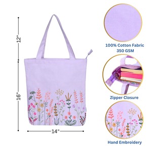 Export Quality Purple Lavender Fields Tote Bag Stylish Floral Canvas Bag for Women Shopping and Casual Carry Available For Sale - Product Image 3