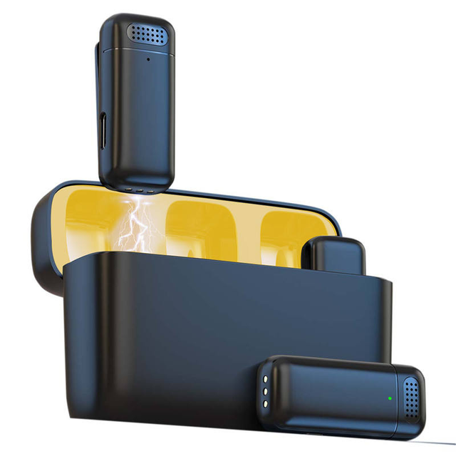 Portable Wireless  Lapel Mic System With Recording High Range Noise Cancelling For Ios Android Smartphone Use