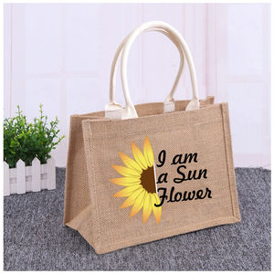 Sac fourre-tout en jute de plage pour courses d'épicerie supermarché réutilisable imprimé logo personnalisé - Product Image 3