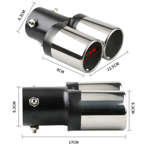 Cháy màu xanh xe tự động ống xả Muffler tip thép không gỉ kép Ống TRIM sửa đổi xe phía sau đuôi họng lót cho hầu hết các xe ô tô - Product Image 4