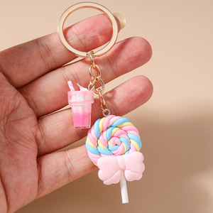 LLavero de Piruleta de arcoíris de resina, llavero de regalo publicitario promocional, colgante de helado, accesorios para llavero, novedad - Product Image 4